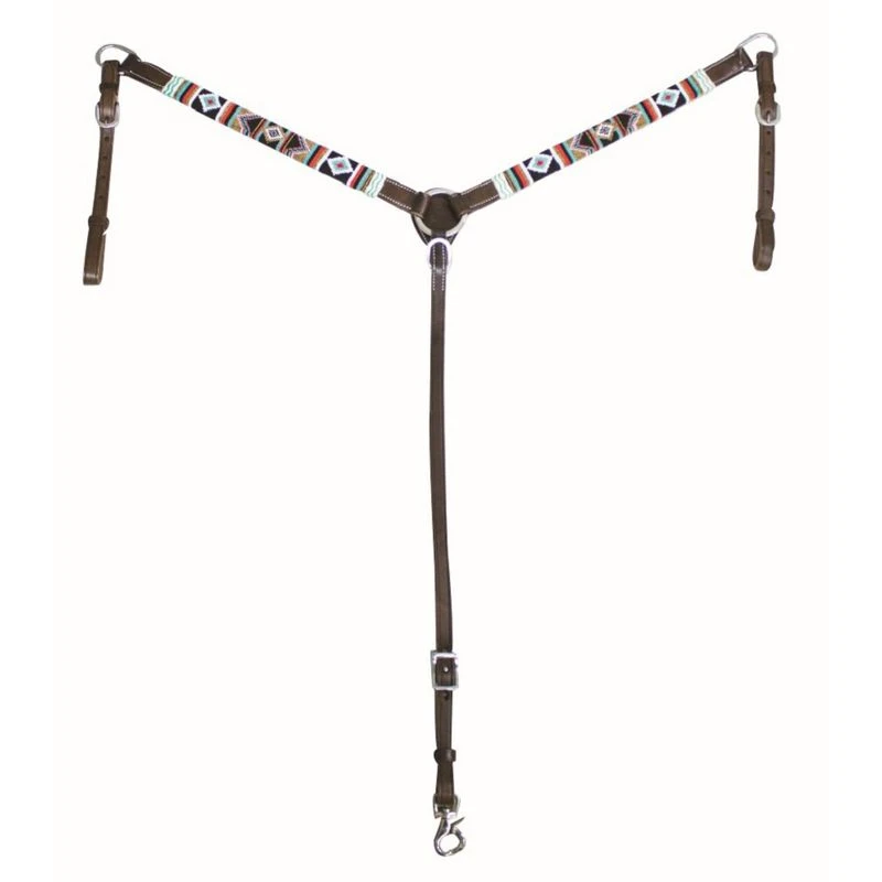 Western Rawhide Country Legend Cherokee Bead Breastcollar - Black/Red/Turquoise 1 Western Rawhide Country Legend Cherokee Bead Breastcollar - Black/Red/Turquoise