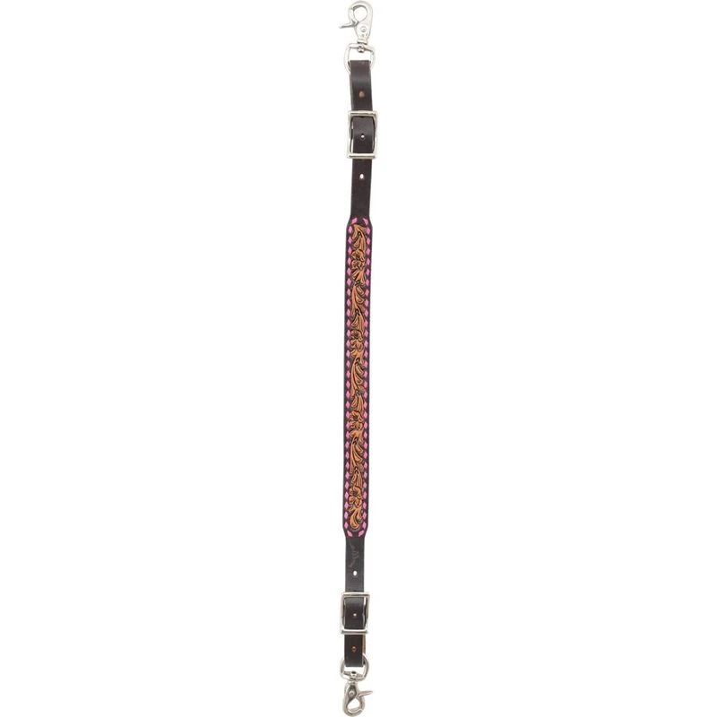 Western Rawhide Bead Wither Strap - Brown/Pink 1 Western Rawhide Bead Wither Strap - Brown/Pink
