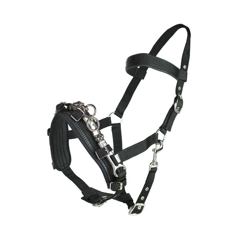 Horze Nylon Lunging Cavesson - Black 1 Horze Nylon Lunging Cavesson - Black