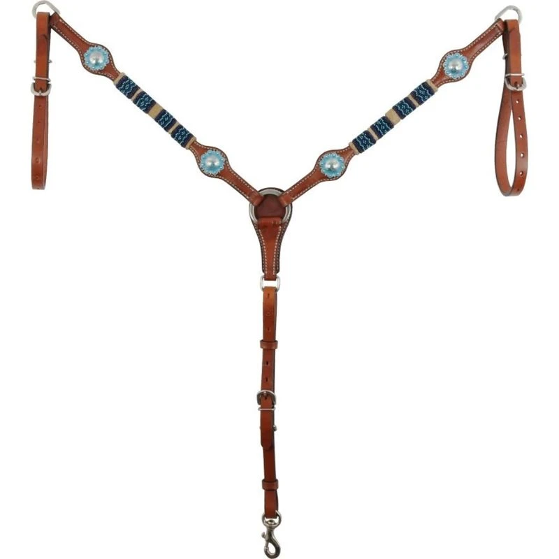 Western Rawhide Country Legends Turquoise Beads Breastcollar - Chestnut 1 Western Rawhide Country Legends Turquoise Beads Breastcollar - Chestnut