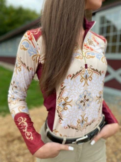 Arista Catori Quarter Zip Shirt -Equestrian Supply Shop catori 1 4 zip ls multi detail 3013 MESH arista 85397.1668904996