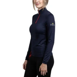 Kastel Denmark Crystal Crown Sun Shirt -Equestrian Supply Shop crystal crown LS navy red side LSCRNR kastel 22597.1642032211