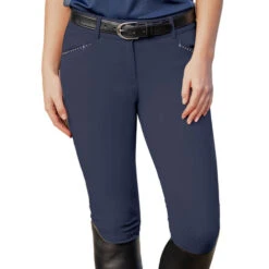 Ovation Elegance Sparkle Knee Patch Breeches -Equestrian Supply Shop elegance KP breech navy 471195 ovation 59233.1626210676
