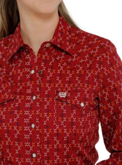 Cinch Ladies Print Snap Shirt 15 Cinch Ladies Print Snap Shirt -Equestrian Supply Shop lds cinch print shirt ls red detail MSW9201036 cinch 63033.1677544060