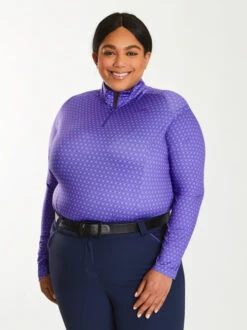 Piper 1/4 Zip Sun Shirt Long Sleeve Prints -Equestrian Supply Shop piper print sun shirt ls iris.geo front 29332 smartpak 30516.1690575124