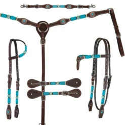 Circle Y Turquoise Round Up Breast Collar 5 Circle Y Turquoise Round Up Breast Collar -Equestrian Supply Shop turquoise round up tack set collection 1025 circle y 80927.1686171174